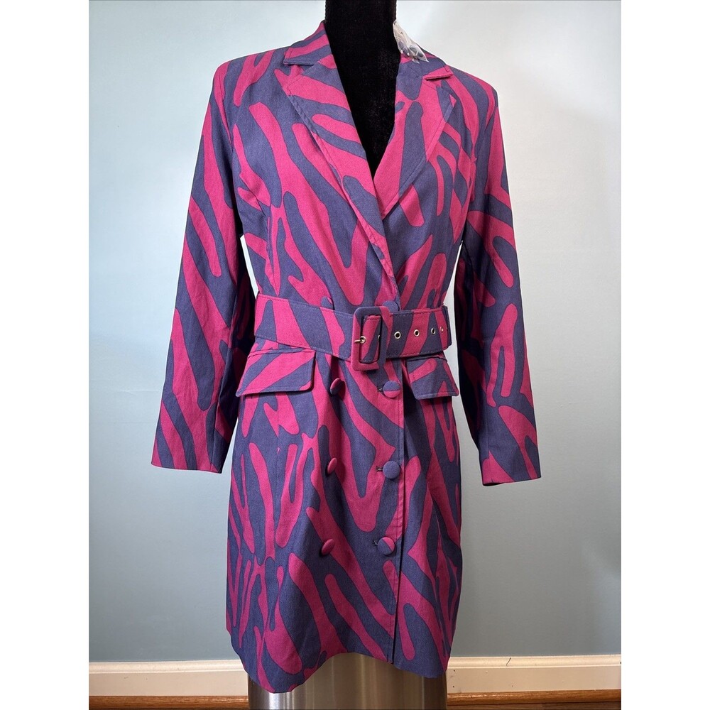 Diyanu African Animal Print Belted Business Formal Trench Coat (Women’s XL) New